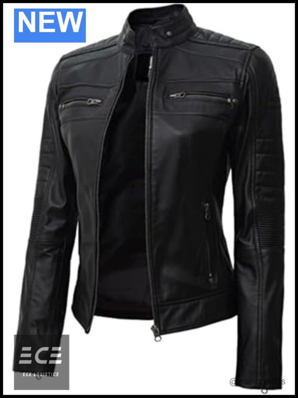 Women's Real Lambskin Leather Jacket Cafe Racer Moto Zip Moto Jacket